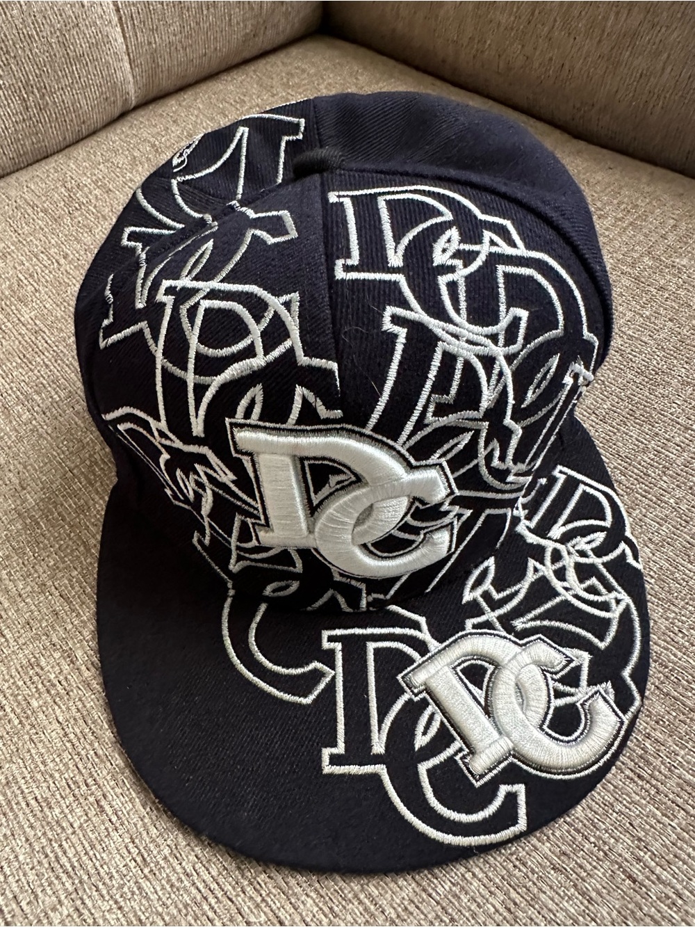 DC Black and White Logo Embroidered Snapback Hat
